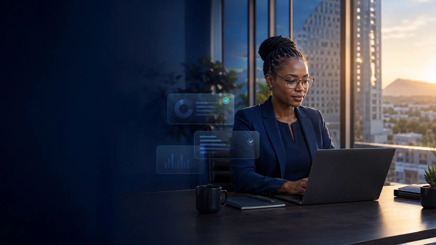 Botswana payroll professional reviewing payroll on a laptop